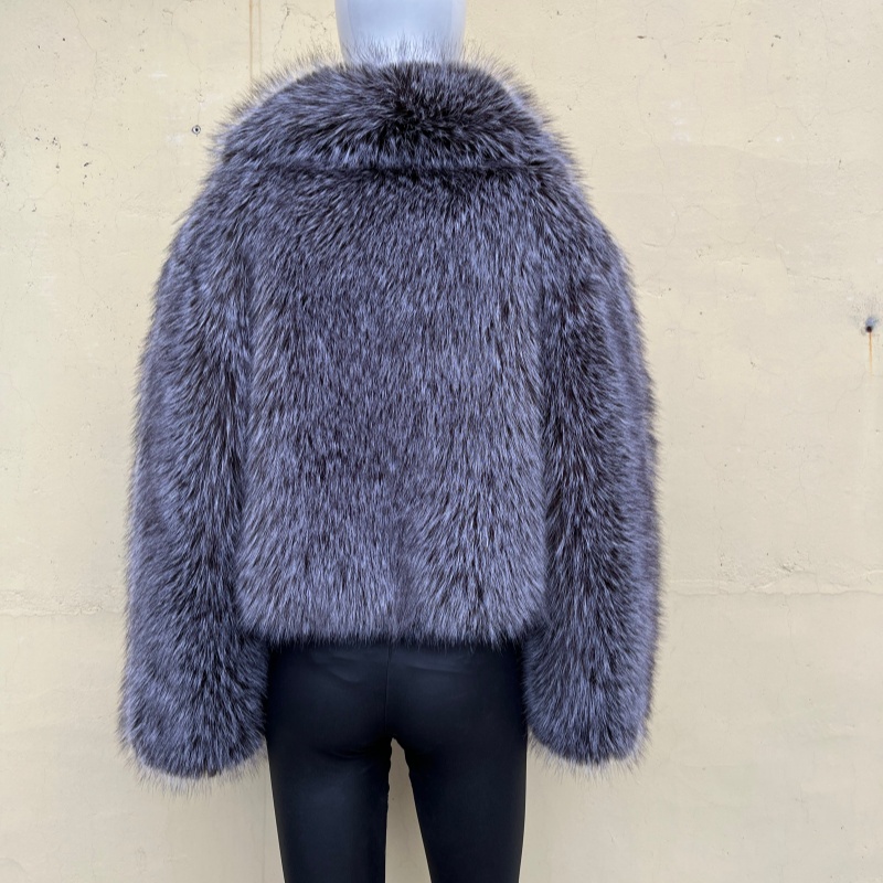 BEIZIRU Women's High-quality faux silver fox fur Coat Big Turn-down Collar Winter Long Sleeve Natural Luxury