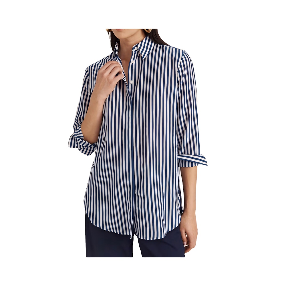 Latest Comfortable Women's Solid Long Simple Formal Blouse Tank Button 100% Linen Loose Turn-down Collar Eco-Friendly Breathable