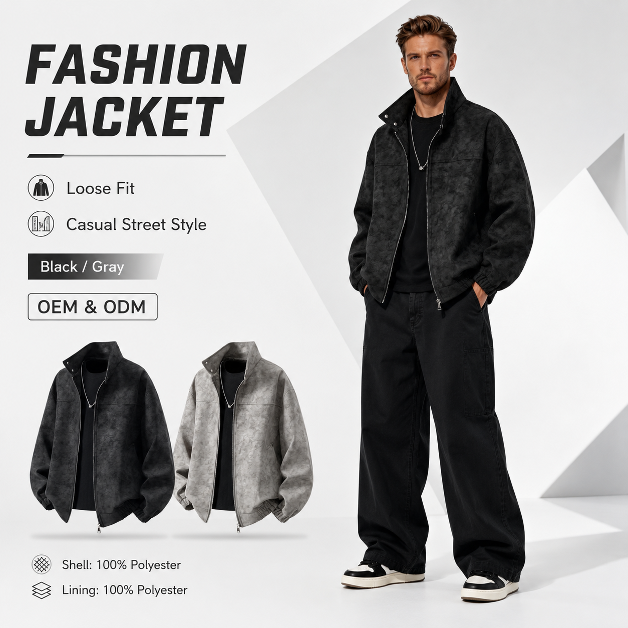 "Men's Denim Jacket Autumn Winter 2026 Collarless Canvas Loose Fit Comfortable Versatile High-quality Breathable Casual"