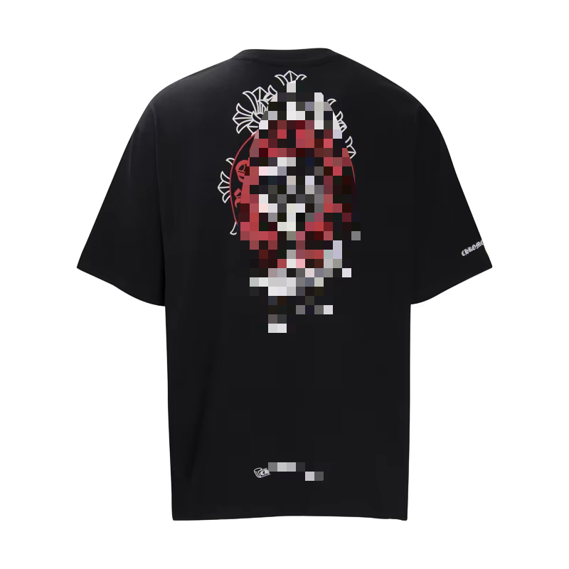 High Grammage 240g Chromed Hearts Letter Knitted Silk Screen Printed Hip Hop Unisex Short Sleeve T-Shirt 100% Cotton Wholesale