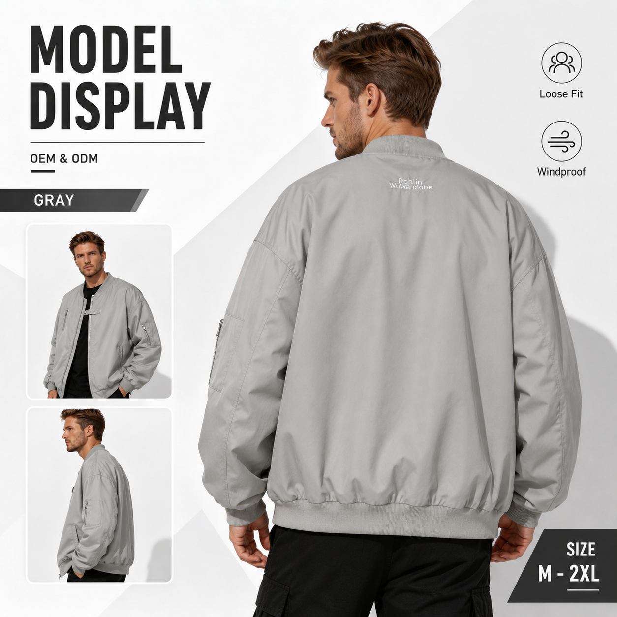 Men's Custom Made Vintage Bomber Jacket Stand Collar Denim Fabric Pakistan Manufacture Wholesale Price Latest Design Plain Dyed