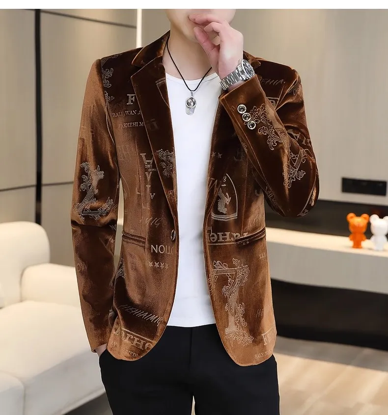 OEM Custom Brand Logo Wholesale Men Casual Autumn Handsome Suit Slim Fit Long Sleeve Blazer Jacket Detail 4
