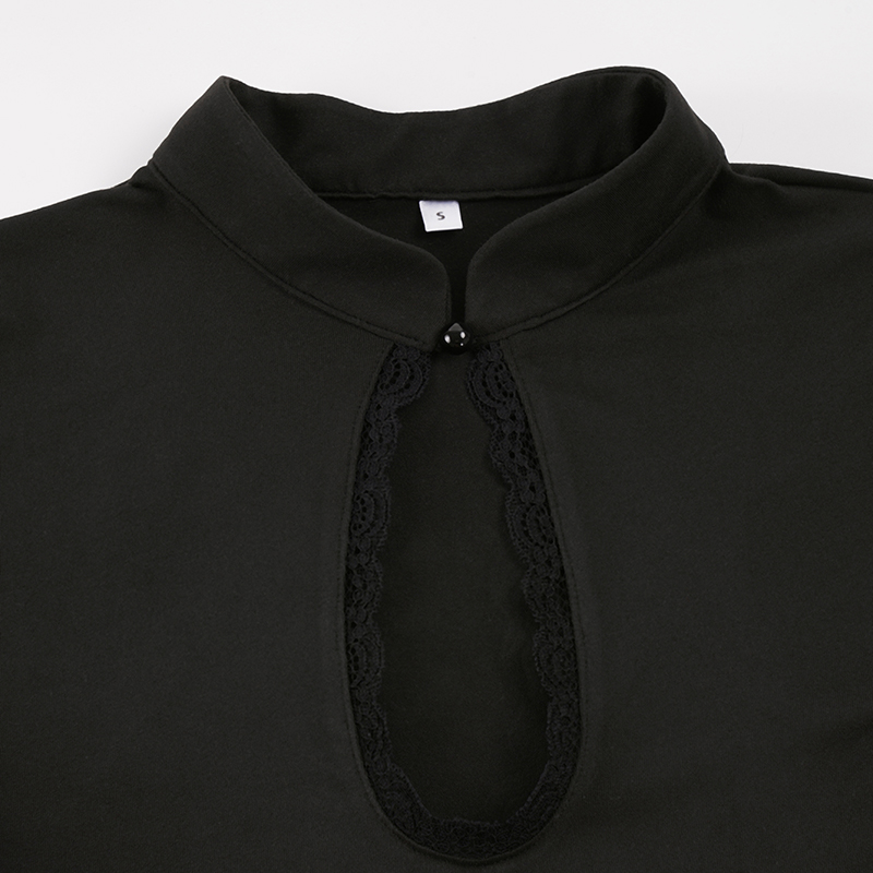 Lace-trimmed collar top detail 4