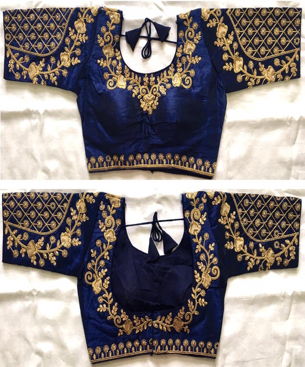 Festival Party Wedding Wear Geometric Georgette Embroidery Beading Appliques Sequined Button Hole Butterfly Sleeve Blouse Ready
