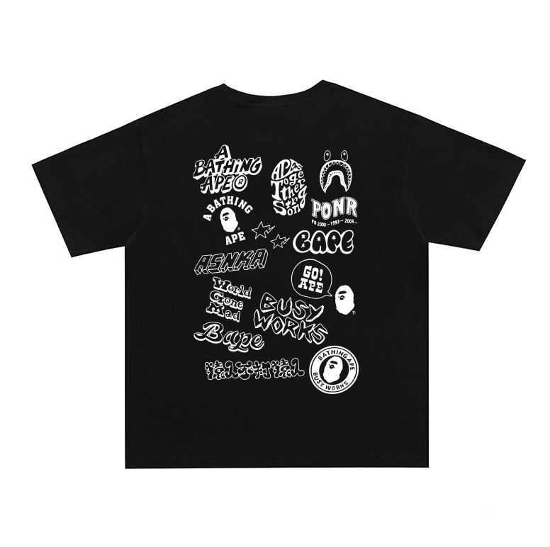 2026 Hot Selling 1:1 High-Quality Letter Print Bathing Ape Shirt Fashion Designer T-Shirt Men's Trendy Printed Bapees T-Shirt