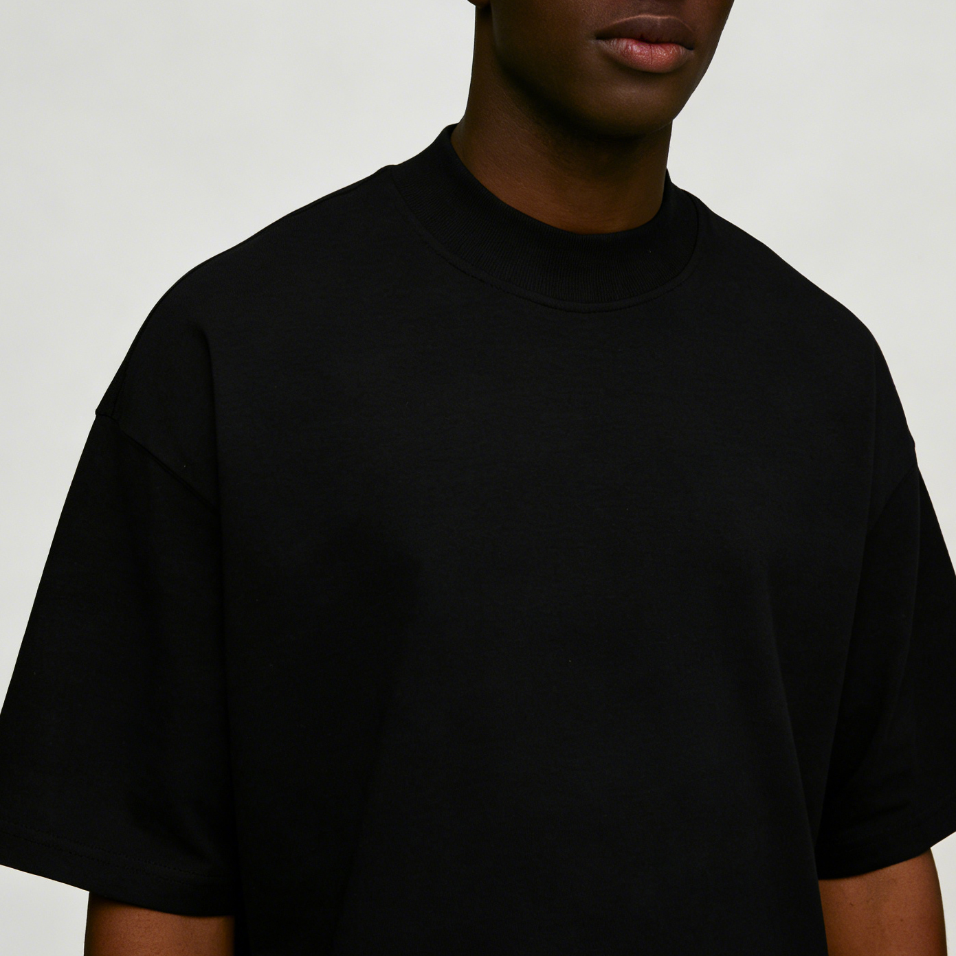 Custom Logo Men's T-shirt Wholesale Heavyweight 300 GSM Rib Crewneck Cotton Drop Shoulder Oversized Streetwear T Shirts For Men