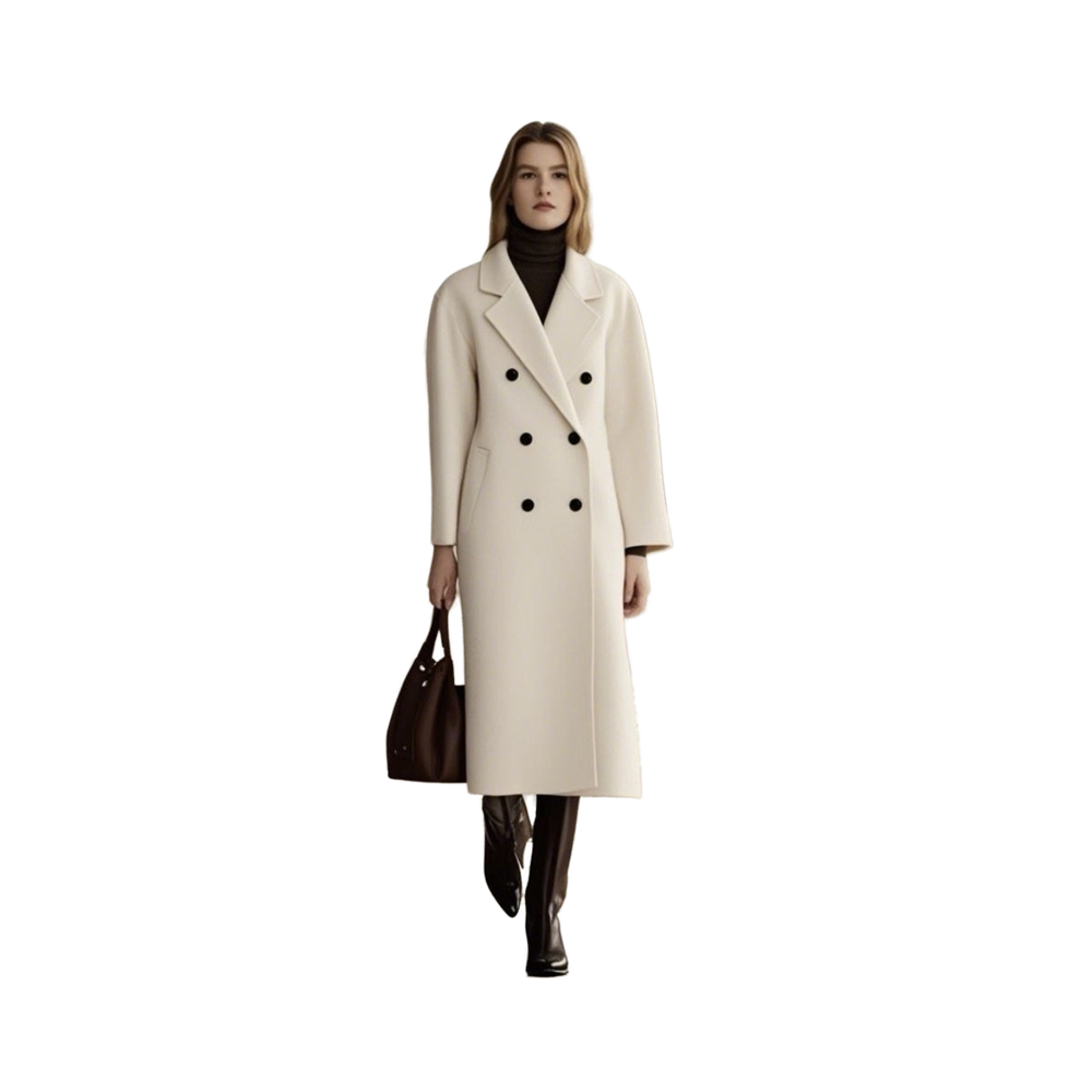 Different Colors Winter Ladies' Wool Overcoat Cashmere Long Double-breasted Tweed Handmade Soft Coat
