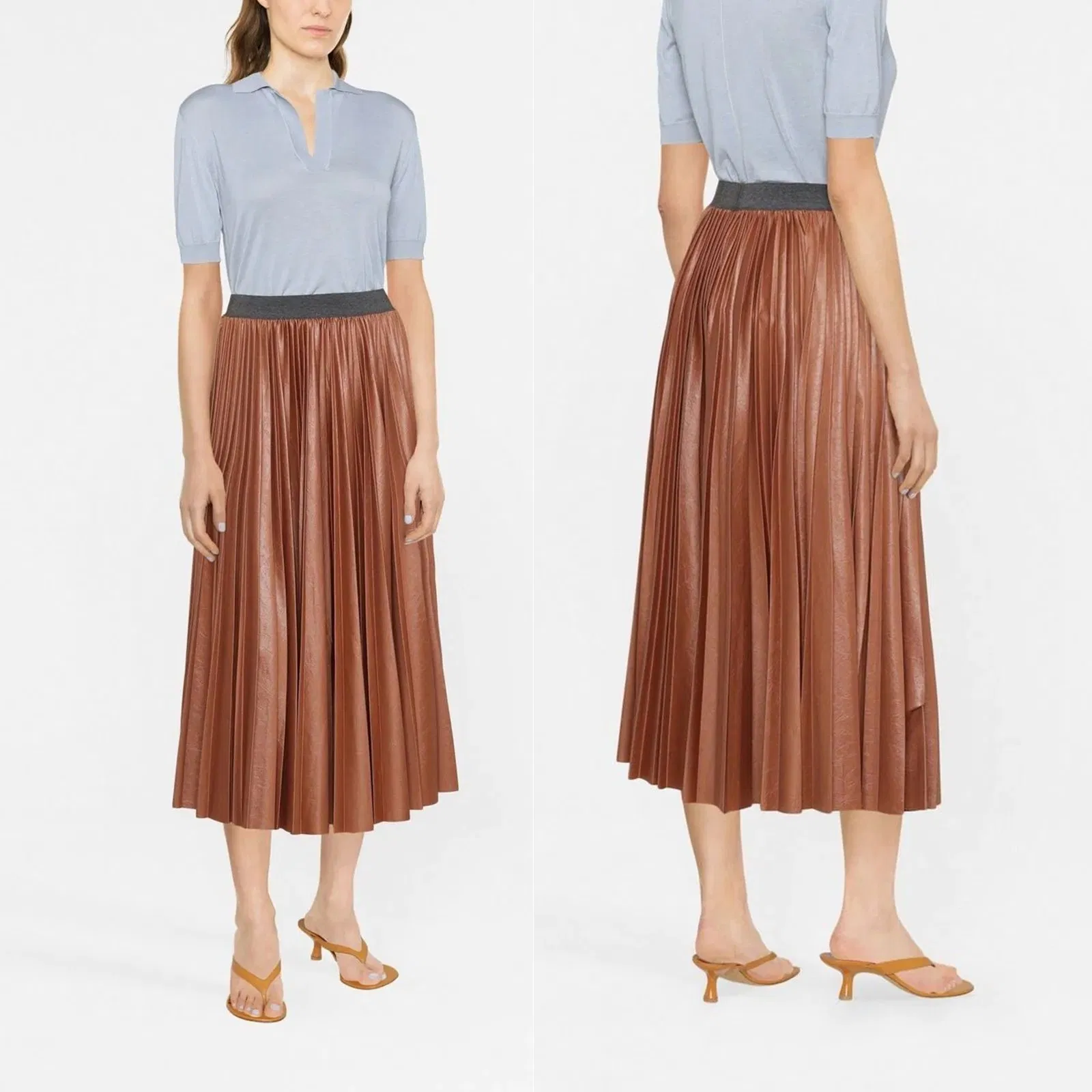 Summer Women Casual OEM Accept Clothing Factory Pleated MIDI Skirt Straight Hem