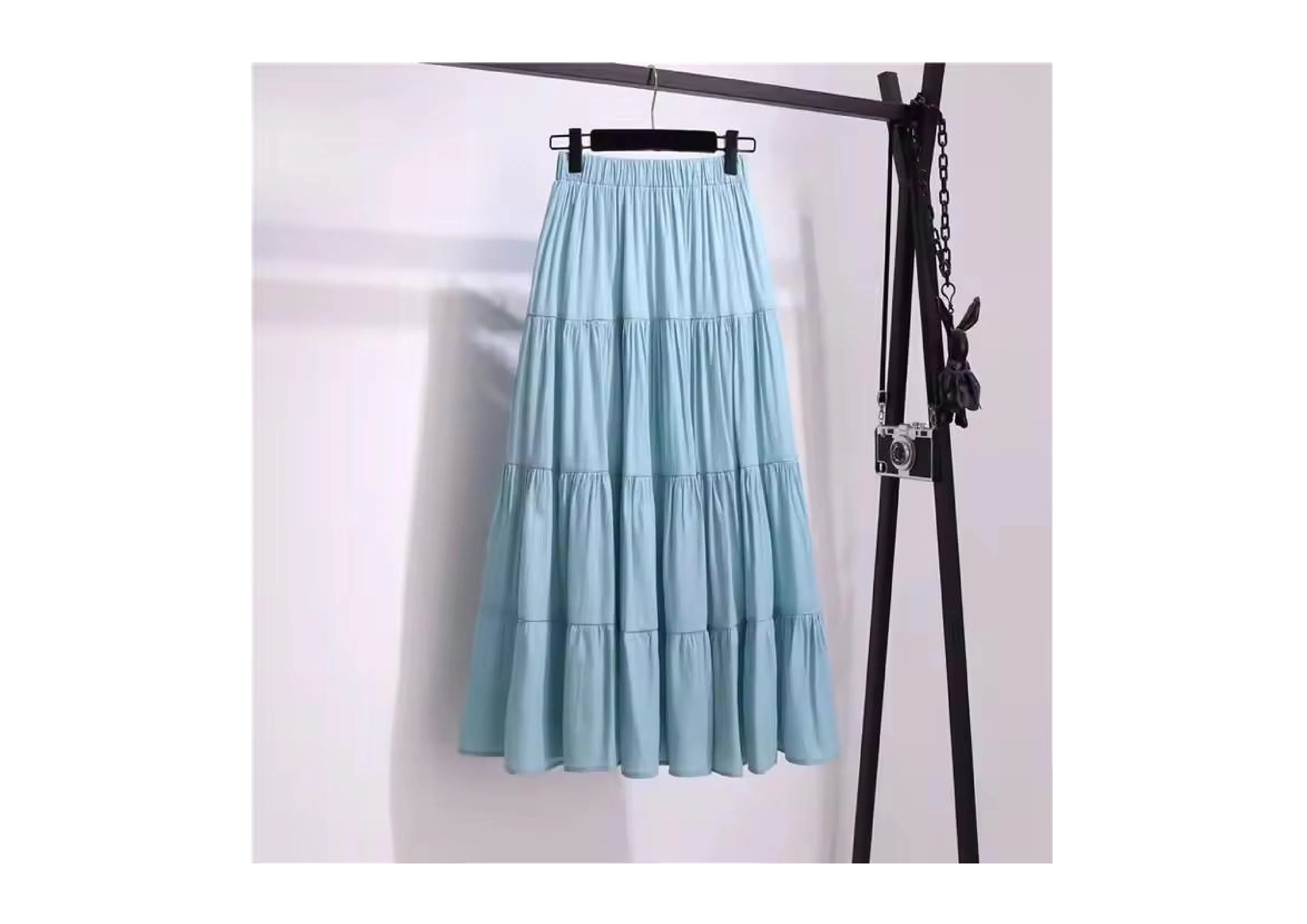 Women's Cotton and Linen Summer Half-Length Skirt, Plain-Colored Pleated Natural-Colored Girls' Half-Length Skirt