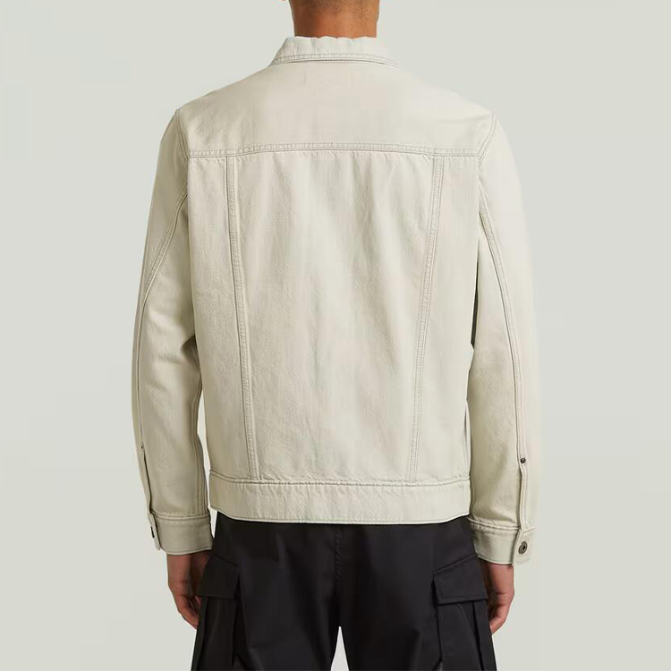 Rigid Fabric Eco-Friendly Slim Fit Vintage White Light Bleached Denim Trucker Jacket