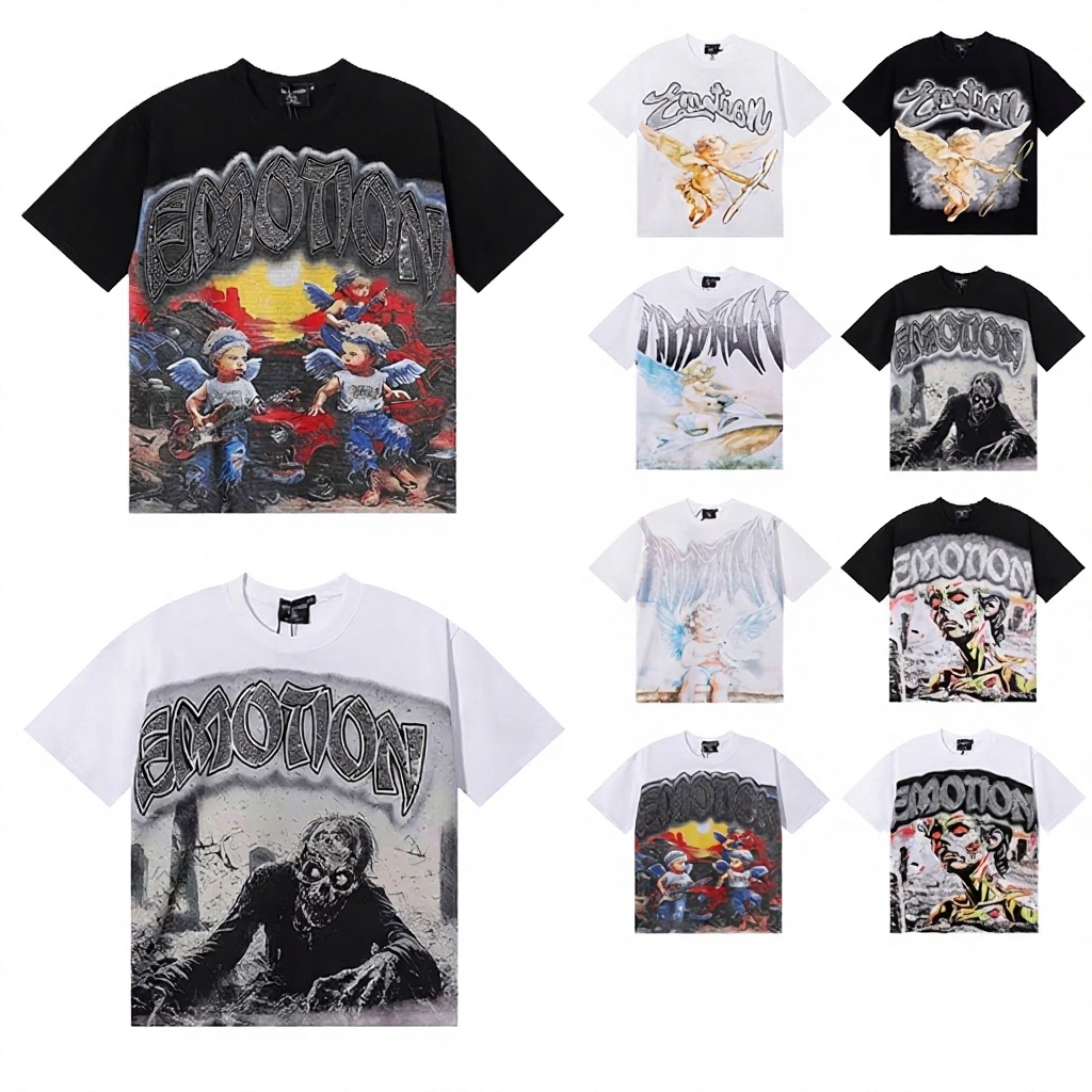 Mixed Emotion Men's Graphic Tee 2026, American High Street Diver Print T-Shirt, Custom Logo Wholesale