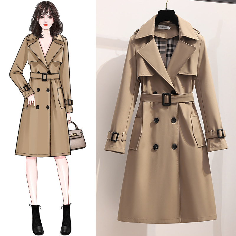 Winter Windcheater Elegant British Vintage High Quality Lady Modest Long Custom Made Ladies Jackets for Women's Trench Coat