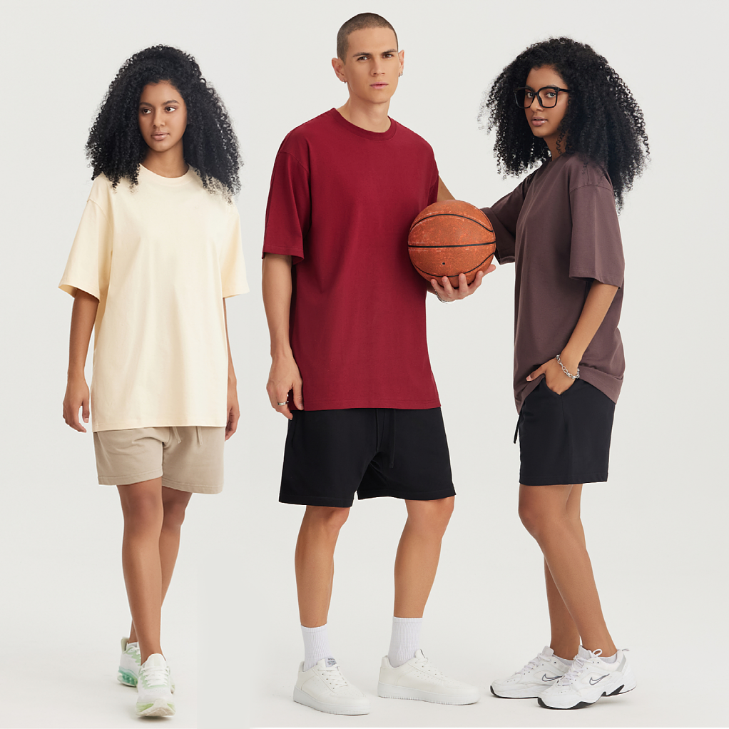 Wholesale High Quality Custom Logo Tee Shirt 230 Gsm Cotton Women's Men's Drop Shoulder Heavyweight T-shirt Oversized T Shirt