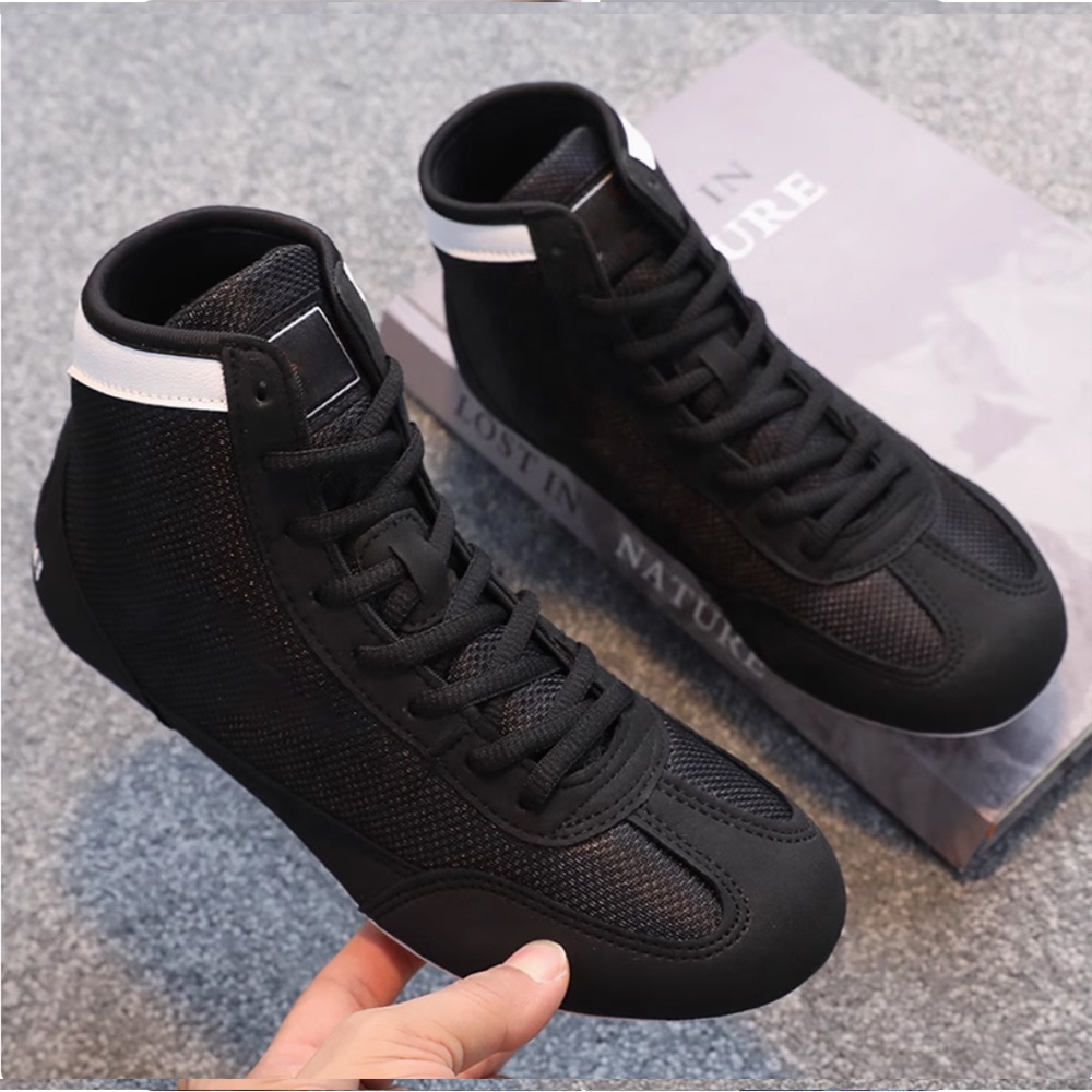 Men's and Women's New Mid-Helper Boxing Shoes for Indoor Fitness Training Sanda Fighting Shoes