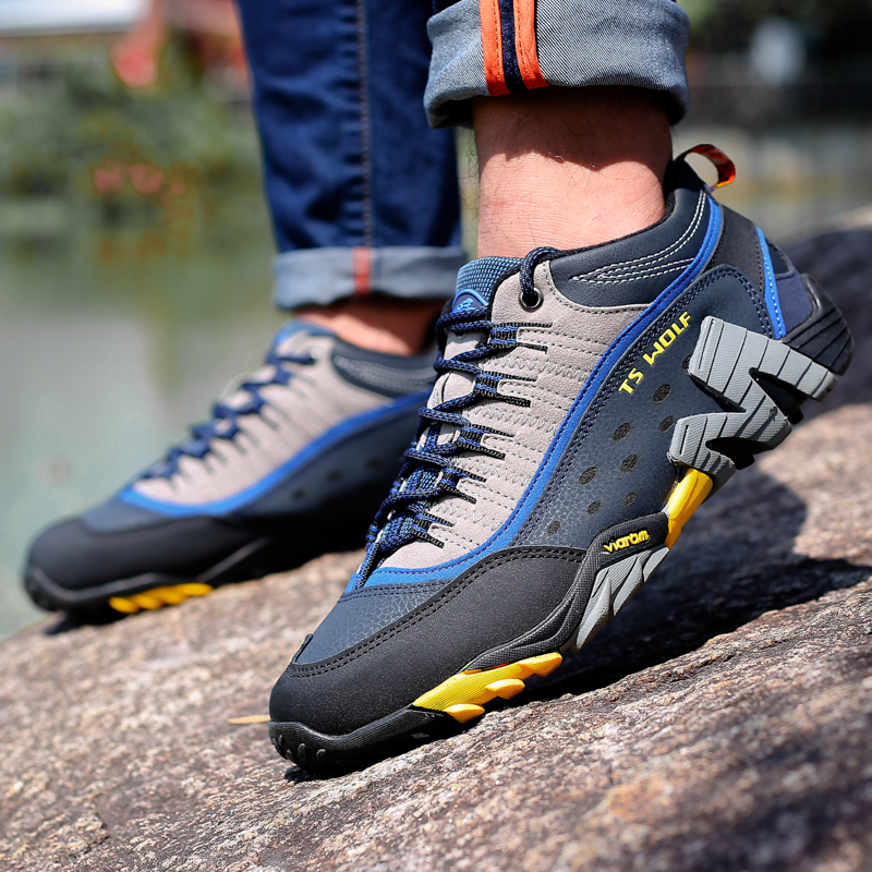 Customizable Men's Outdoor Hiking Shoes Lightweight All-season Breathable Anti-slip Ankle Support Factory Wholesale