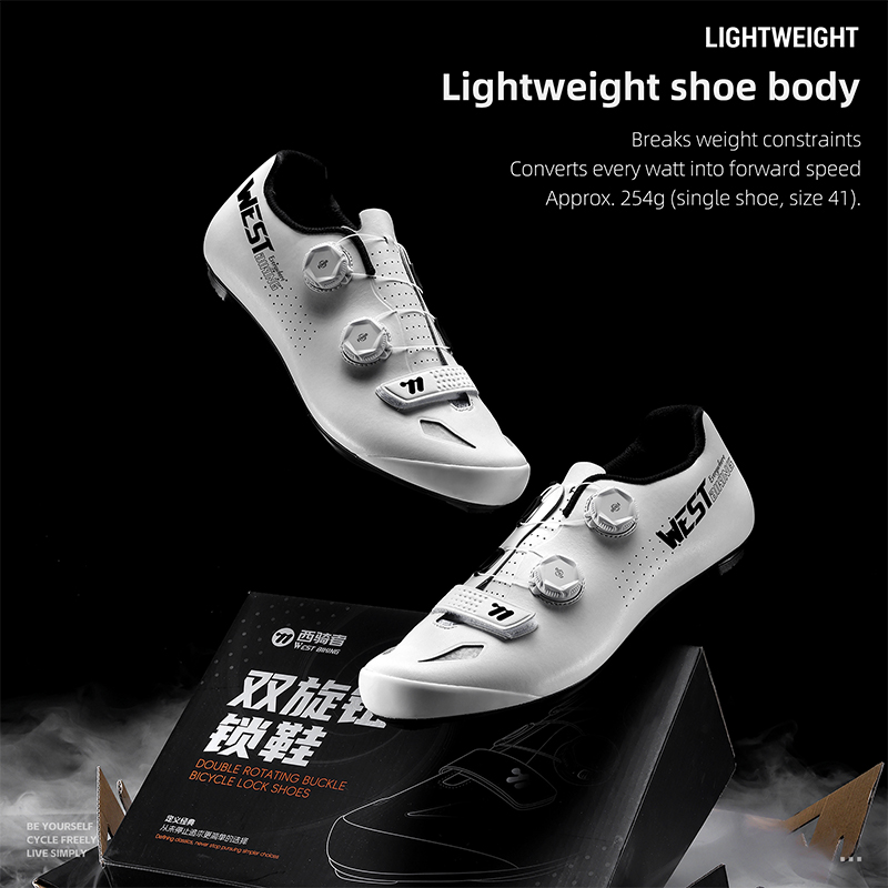 WEST BIKING Professional Cycling Shoes Carbon Fiber Sole Dual-dials Lacing Lightweight Breathable Road Bike Race Clipless Shoes