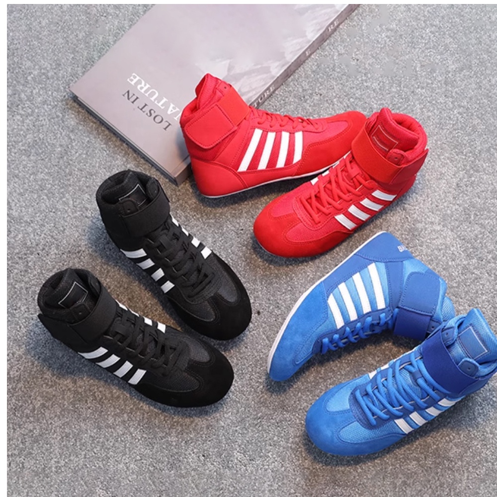 Men's and Women's New Mid-Helper Boxing Shoes for Indoor Fitness Training Sanda Fighting Shoes