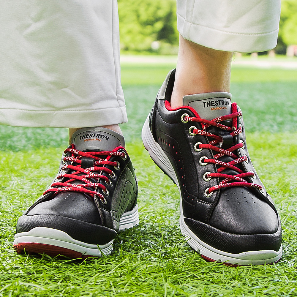 Mens Black Dingless Golf Shoes Design with Cotton Lining Breathable Golf Training Sneaker