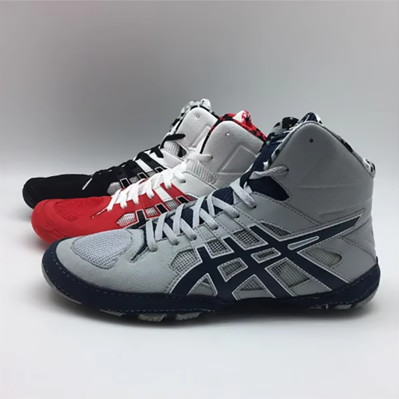 Men's Professional Boxing Shoes Lace-Up Slip Resistant All Weather Grip Lightweight Breathable Black Red Sports Wrestling Big