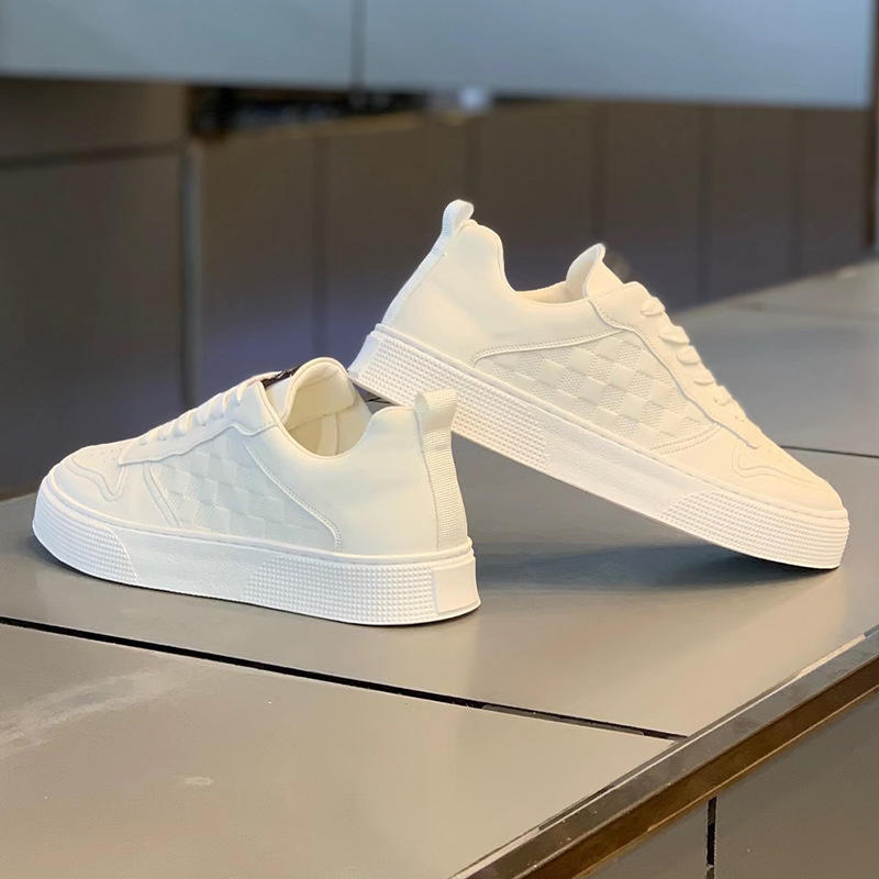 New Style PU Leather Small White Shoes Fashionable Casual Sneakers Skateboarding Shoes Walking Style Shoes for Man