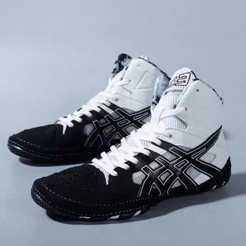 Men's Professional Boxing Shoes Lace-Up Slip Resistant All Weather Grip Lightweight Breathable Black Red Sports Wrestling Big