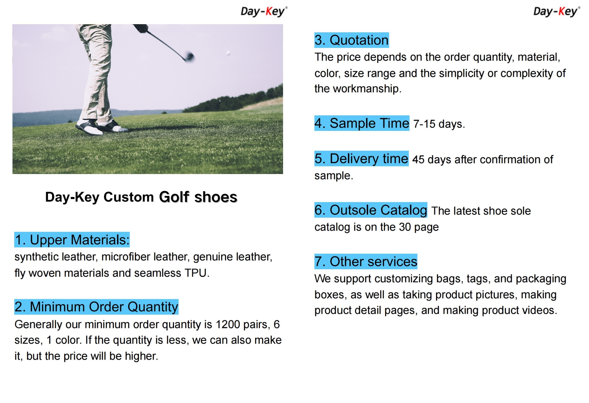 Custom Oem Water Proof Antiskid Stability Comfort Durability Grab the Nail Golf Shoes for Men