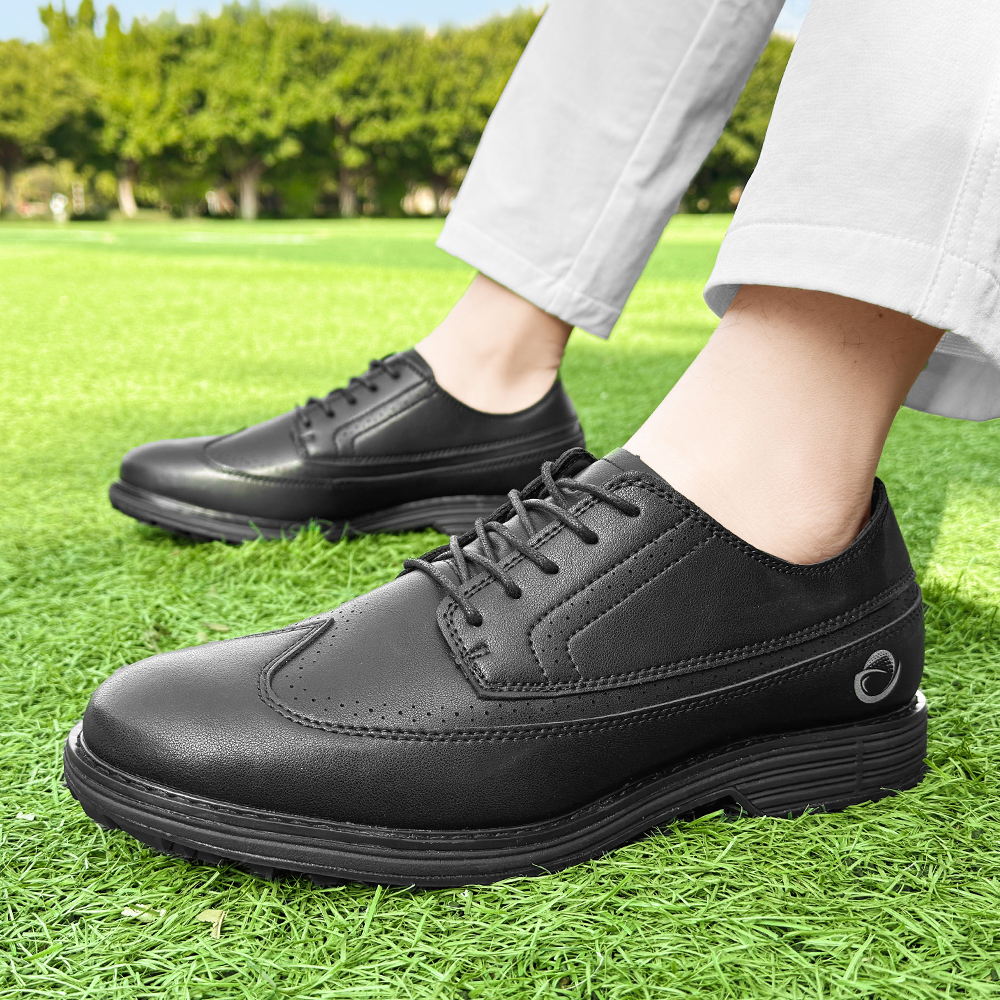 K13 Spikeless Leather Golf Shoes Men Two Tone Brogue Style Waterproof Golf Sneakers Big Size 39-49 Factory Direct