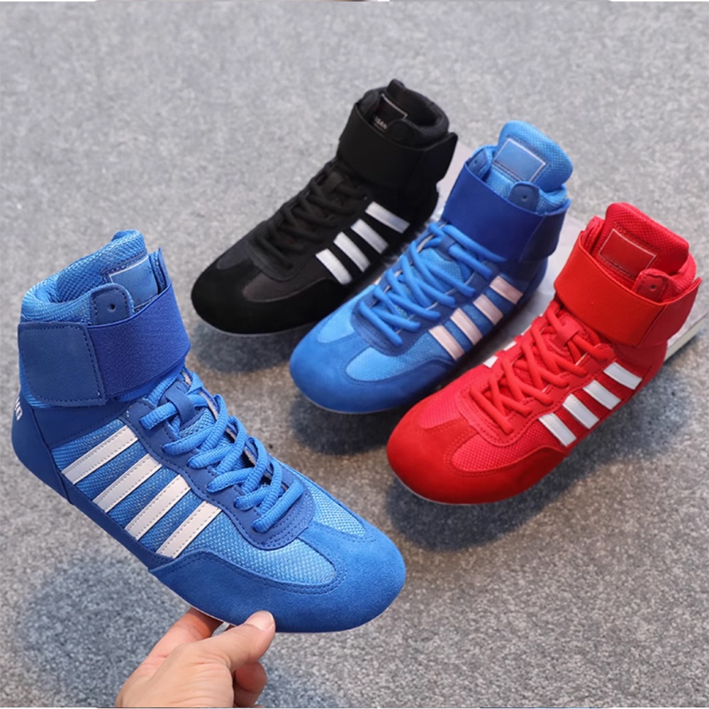 Men's and Women's New Mid-Helper Boxing Shoes for Indoor Fitness Training Sanda Fighting Shoes