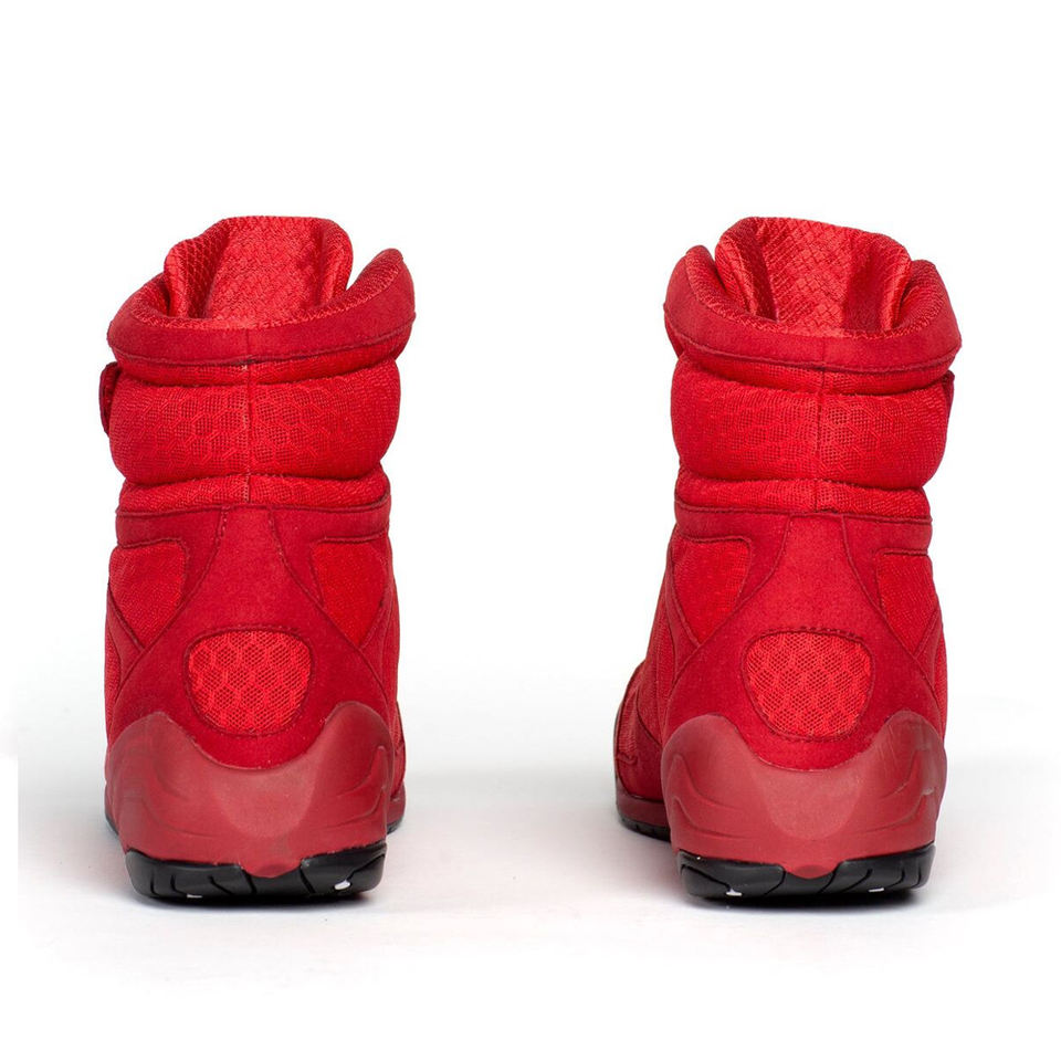 Solid Red Color Durable Lightweight With Own Logo Premium Quality Unique Style Genuine Leather Boxing Shoe by Warzone sports