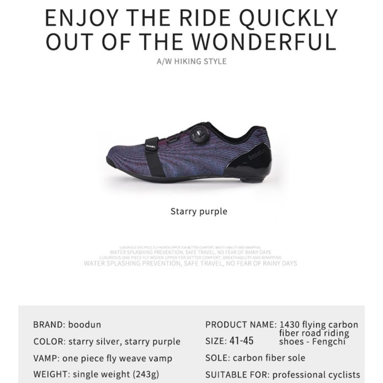 Mens Road Bike Shoes Carbon Fiber Bottom Professional Cycle Shoes for Men Ultra-Lightweight Breathable Anti-Slip Shock-Absorbing