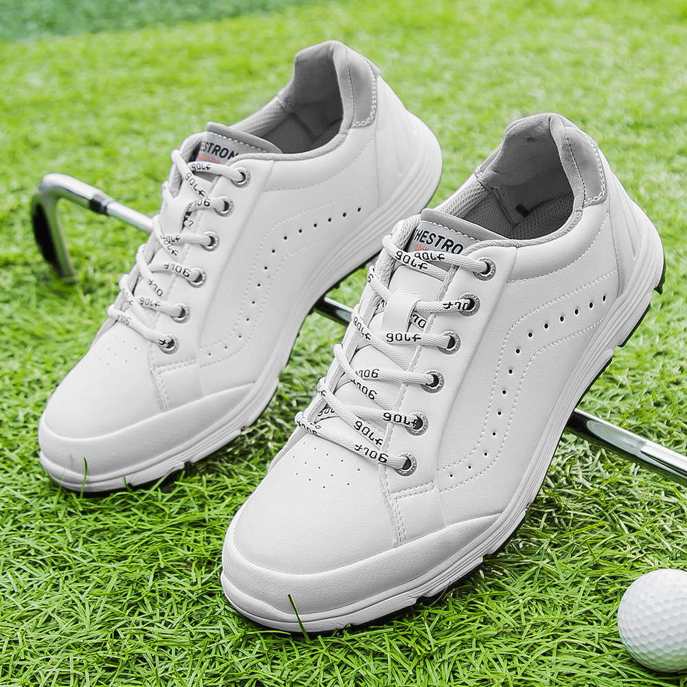 Mens Black Dingless Golf Shoes Design with Cotton Lining Breathable Golf Training Sneaker