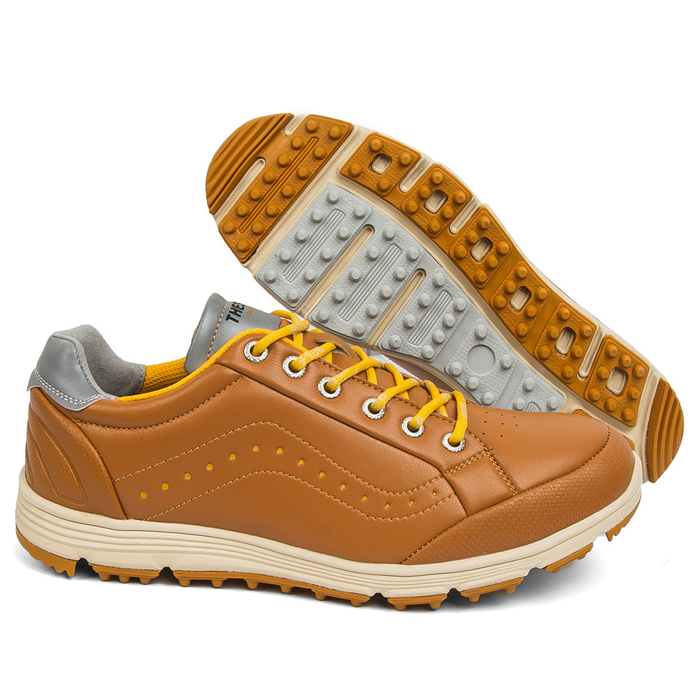 Mens Black Dingless Golf Shoes Design with Cotton Lining Breathable Golf Training Sneaker