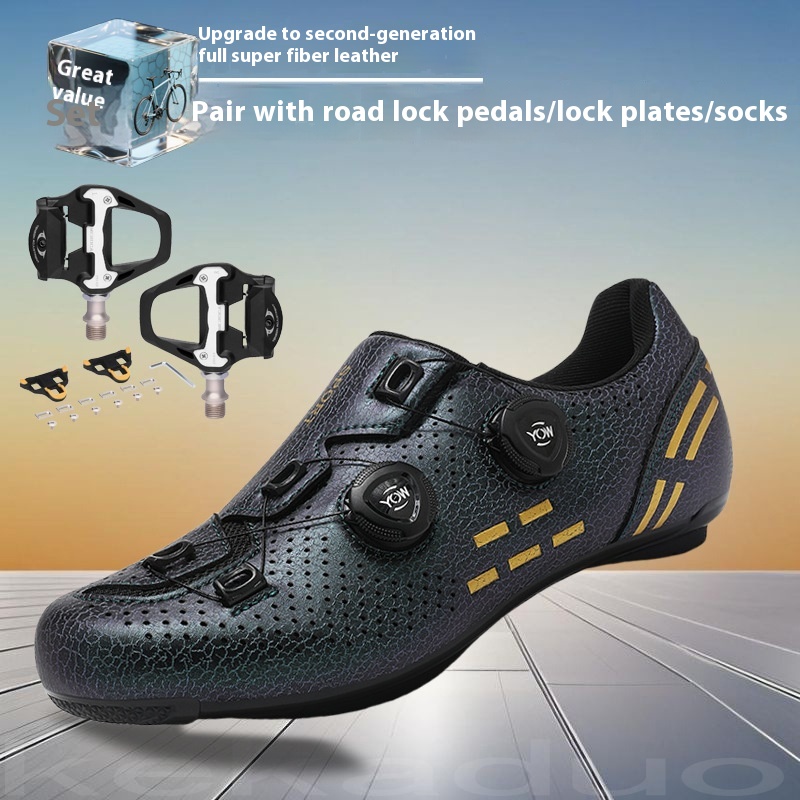 Men's and Women's Road and Mountain Bike Cycling Shoes with Lock Set for Racing and Autumn Season