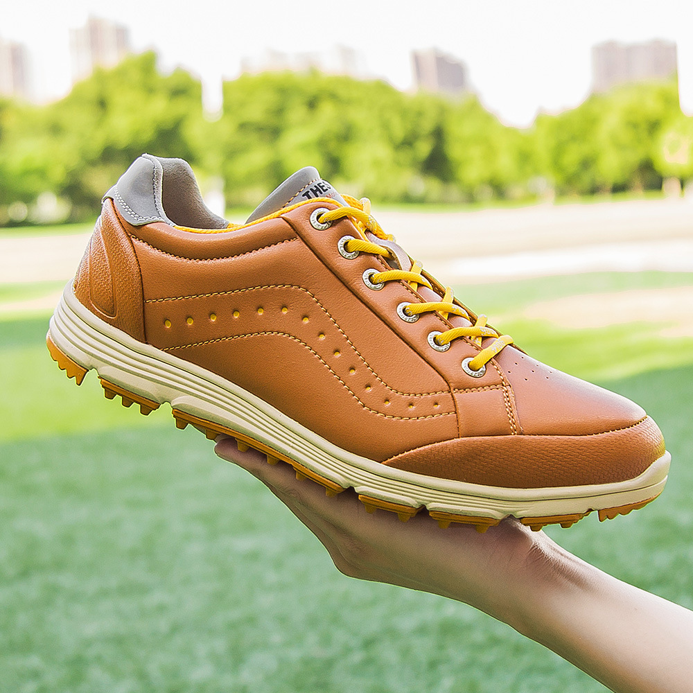Mens Black Dingless Golf Shoes Design with Cotton Lining Breathable Golf Training Sneaker