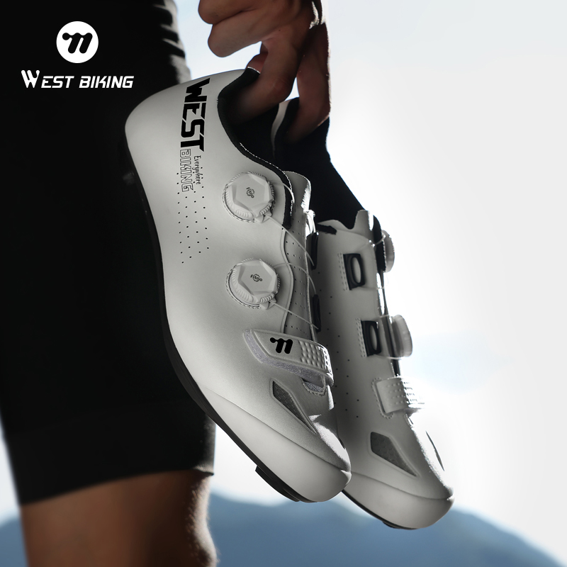 WEST BIKING Professional Cycling Shoes Carbon Fiber Sole Dual-dials Lacing Lightweight Breathable Road Bike Race Clipless Shoes
