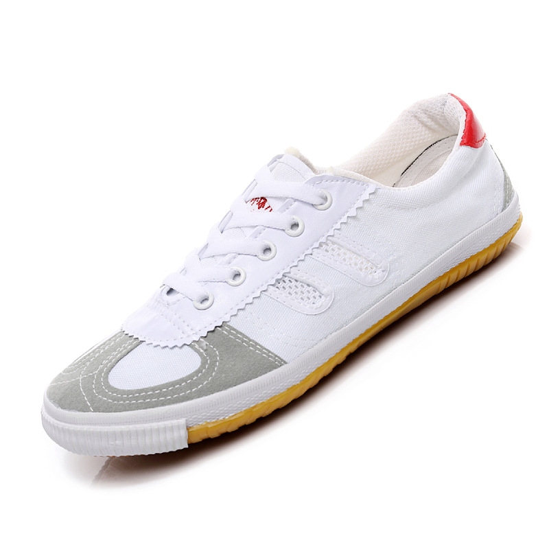 Breathable Canvas Mesh Sports Volleyball Training Shoes for Men &amp; Women Cow Tendon Sole Anti-Slip White