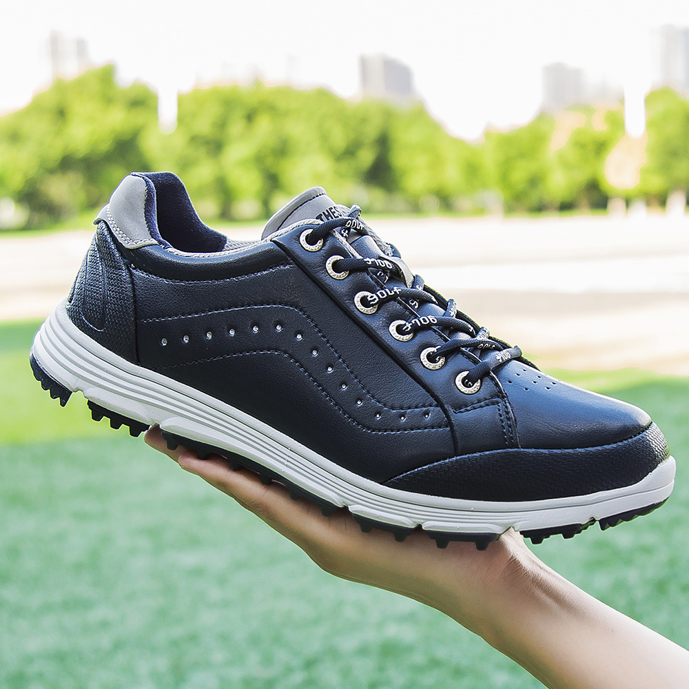 Mens Black Dingless Golf Shoes Design with Cotton Lining Breathable Golf Training Sneaker