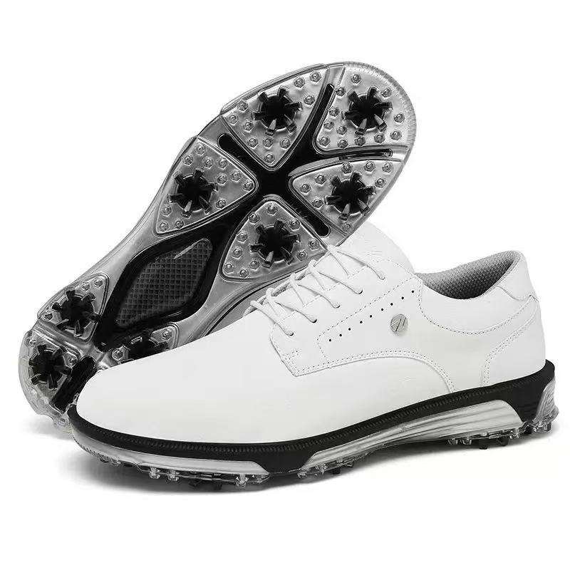 Professional Men's High-End Golf Shoes Trendy Leather Trainer Spikes Breathable Mesh Autumn Winter Walking Rubber Insole Summer