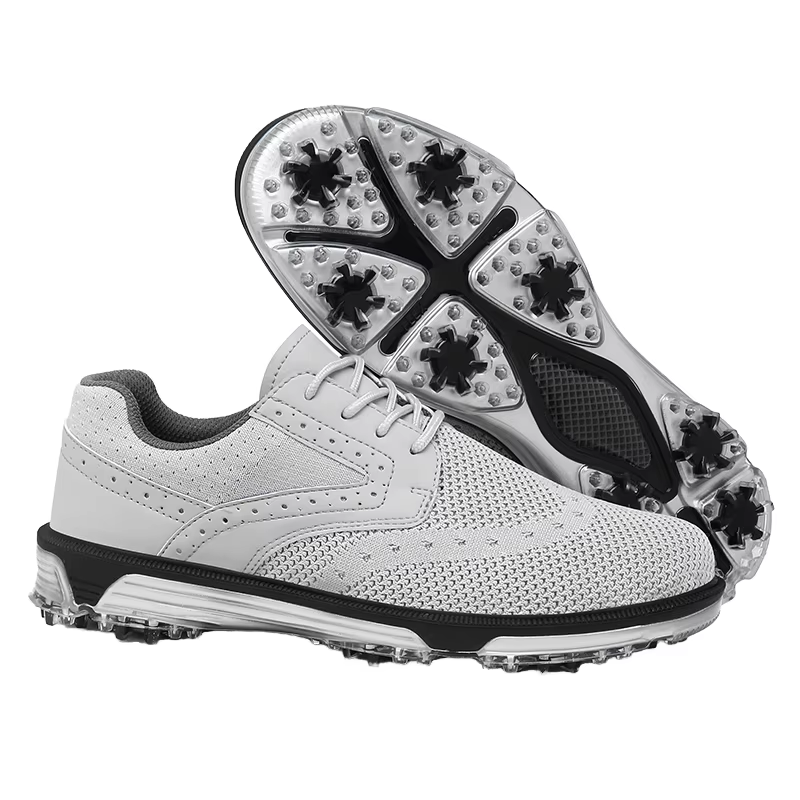 2025 PONERAIT Men's Golf Shoes Fixed Nail Waterproof Leather Upper Mesh Lining Rubber/Pu Insole Winter Spring Summer Autumn