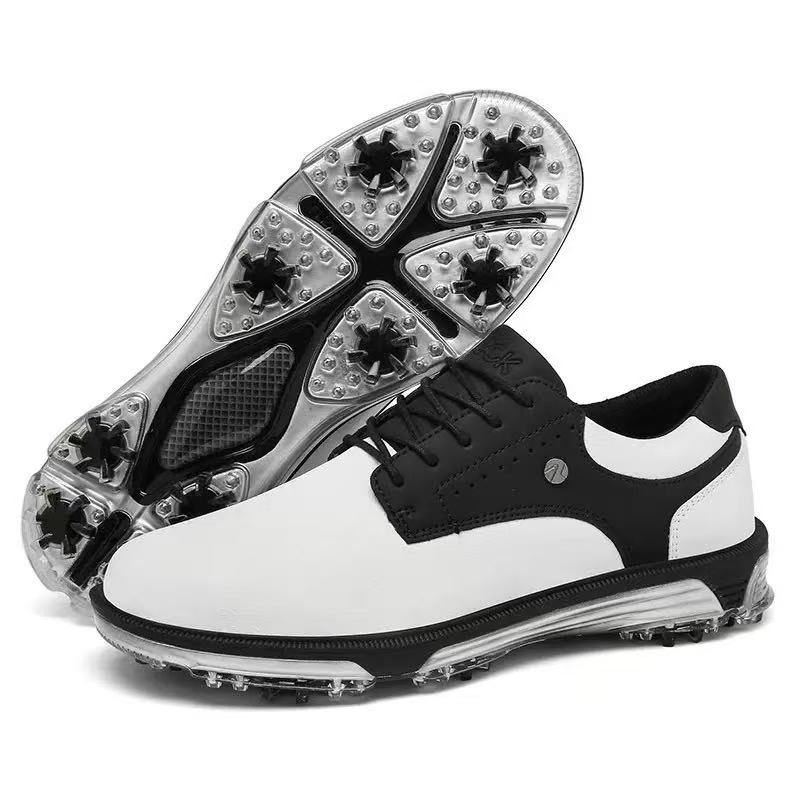 Professional Men's High-End Golf Shoes Trendy Leather Trainer Spikes Breathable Mesh Autumn Winter Walking Rubber Insole Summer