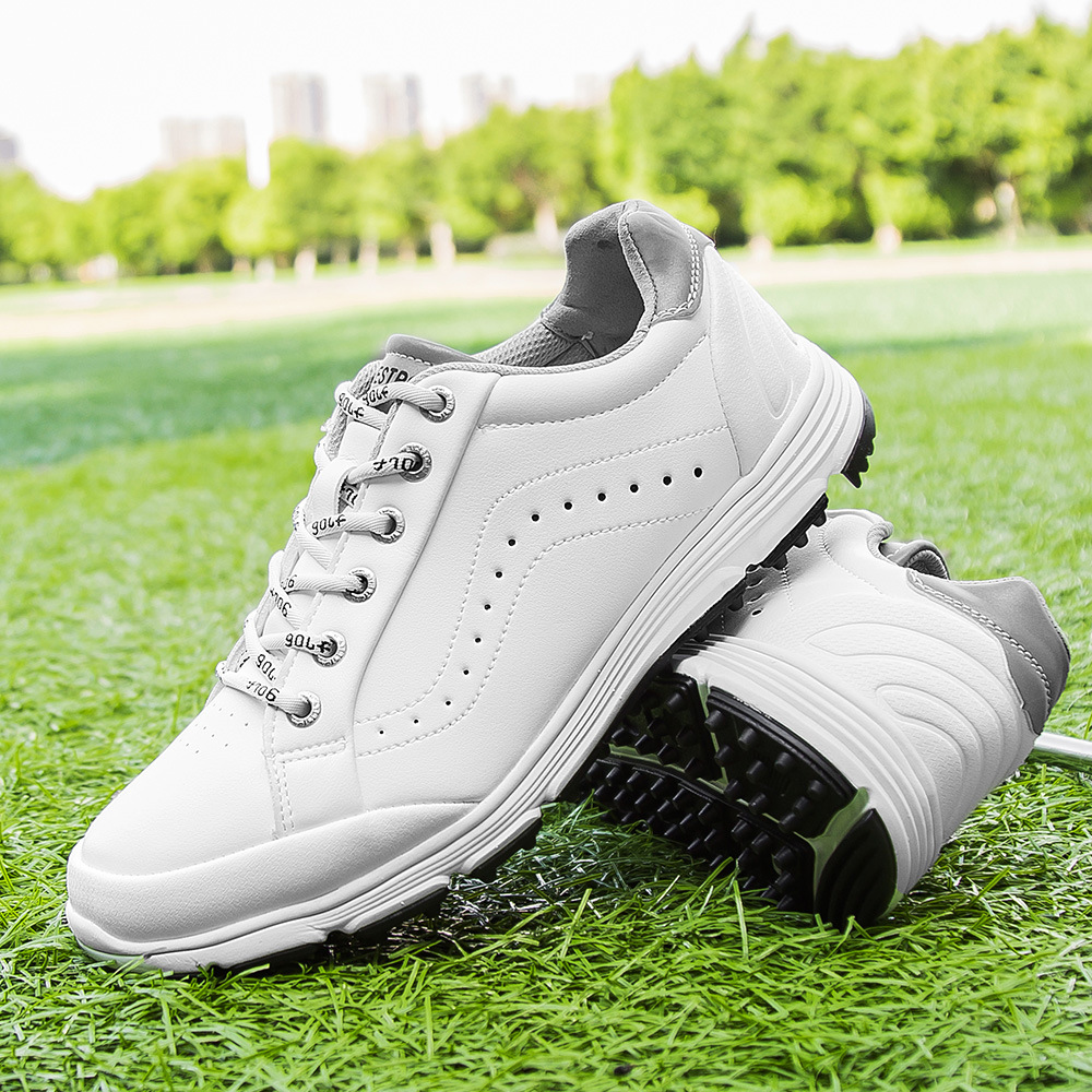 Mens Black Dingless Golf Shoes Design with Cotton Lining Breathable Golf Training Sneaker