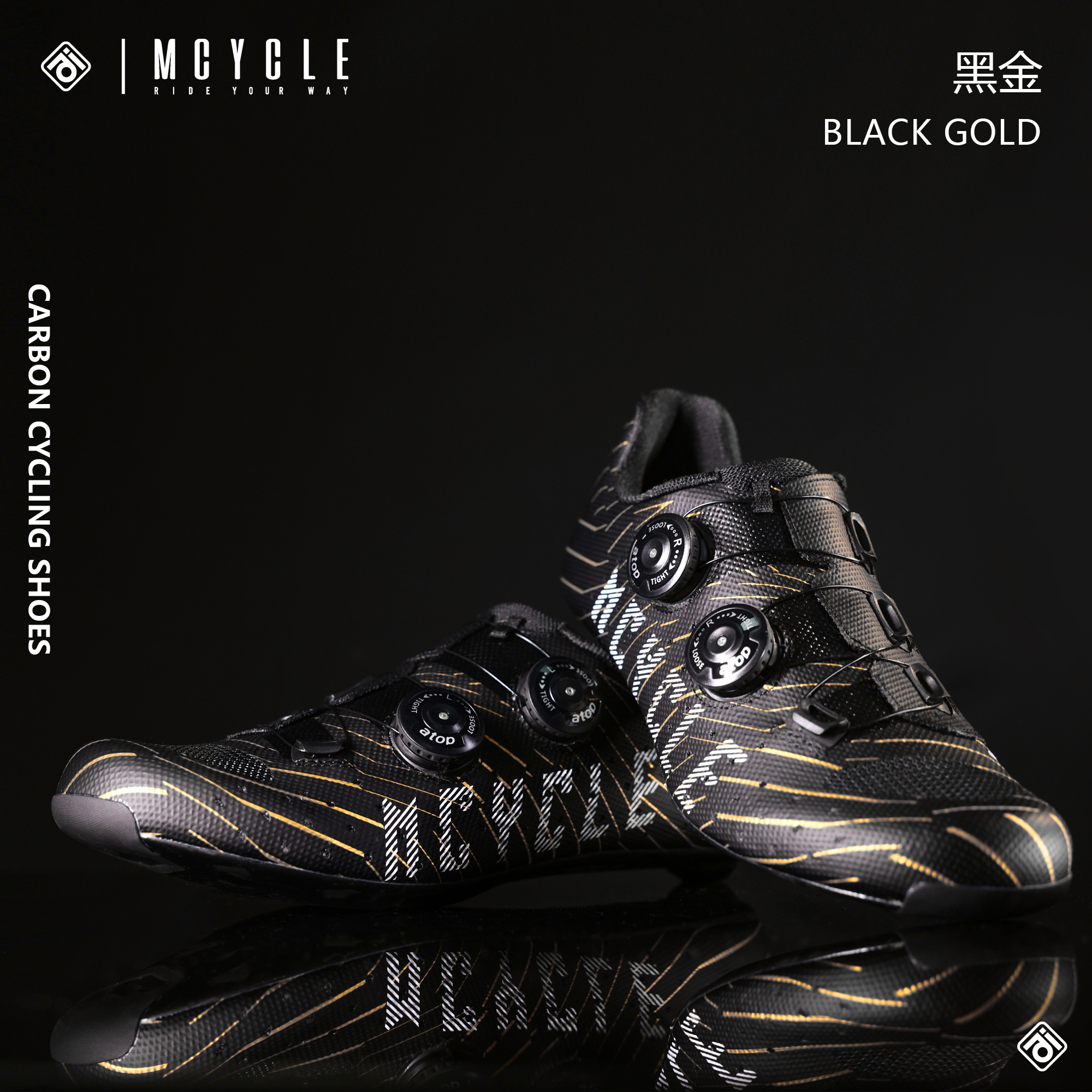 Mcycle Racing Cycling Shoes Double Buckle Clipless Design Antibacterial Bicycling Shoes for Road Bike &amp; MTB Carbon Material