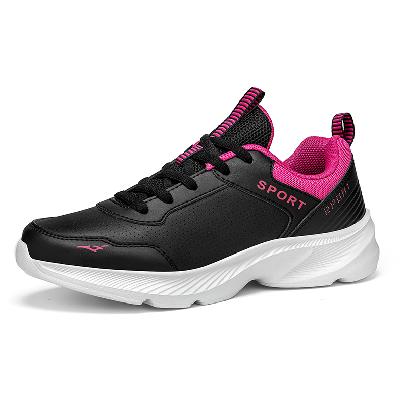 Women's Road Running Shoes Sneakers Track Trail Running Minimal Shoes PU Leather Athletic Low-Top Lace up Sport Light-Weight