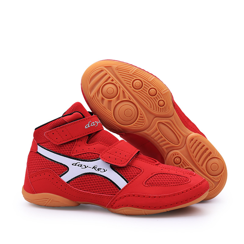 Professional Boys Pro Wrestling Boots Summer &amp; Winter Genuine Leather Upper Rubber Outsole