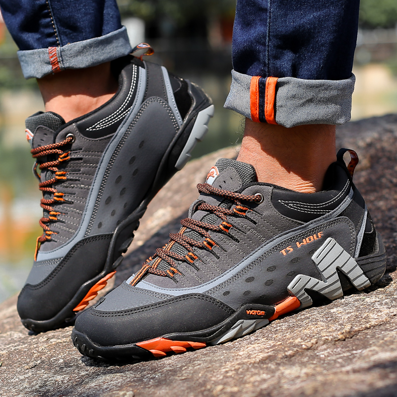 Customizable Men's Outdoor Hiking Shoes Lightweight All-season Breathable Anti-slip Ankle Support Factory Wholesale