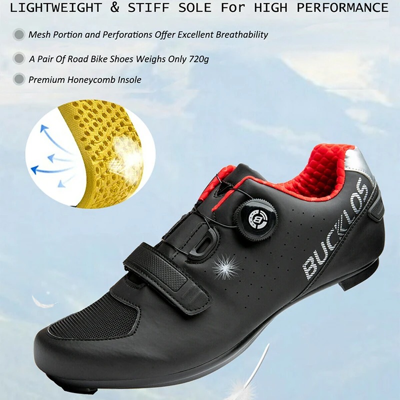 BUCKLOS Men's and Women's Road Cycling Shoes, Outdoor and Indoor Cycling Shoes, Compatible with Special Bottom Breathable Rotati