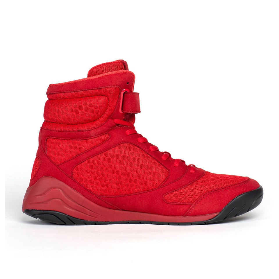 Solid Red Color Durable Lightweight With Own Logo Premium Quality Unique Style Genuine Leather Boxing Shoe by Warzone sports