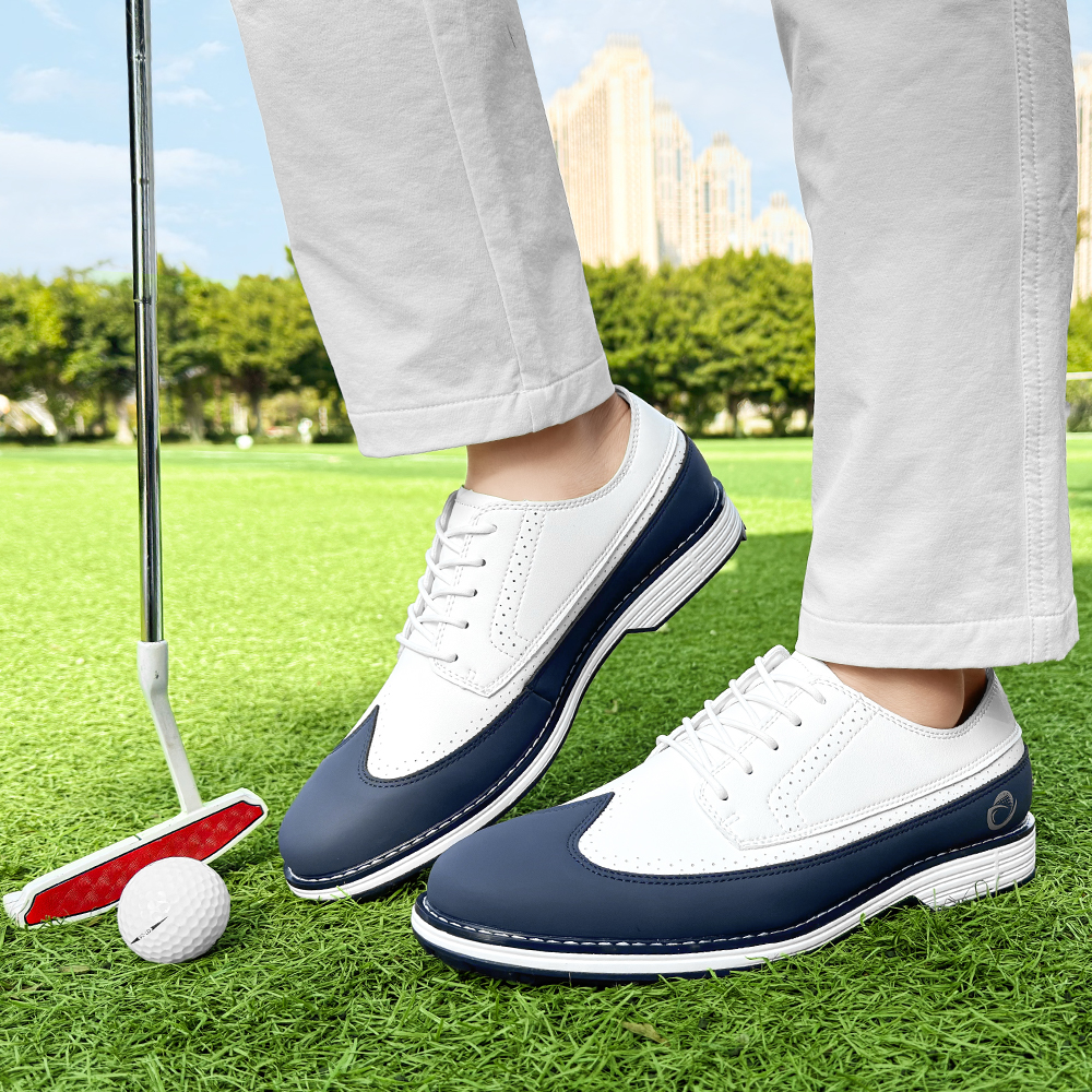 K13 Spikeless Leather Golf Shoes Men Two Tone Brogue Style Waterproof Golf Sneakers Big Size 39-49 Factory Direct