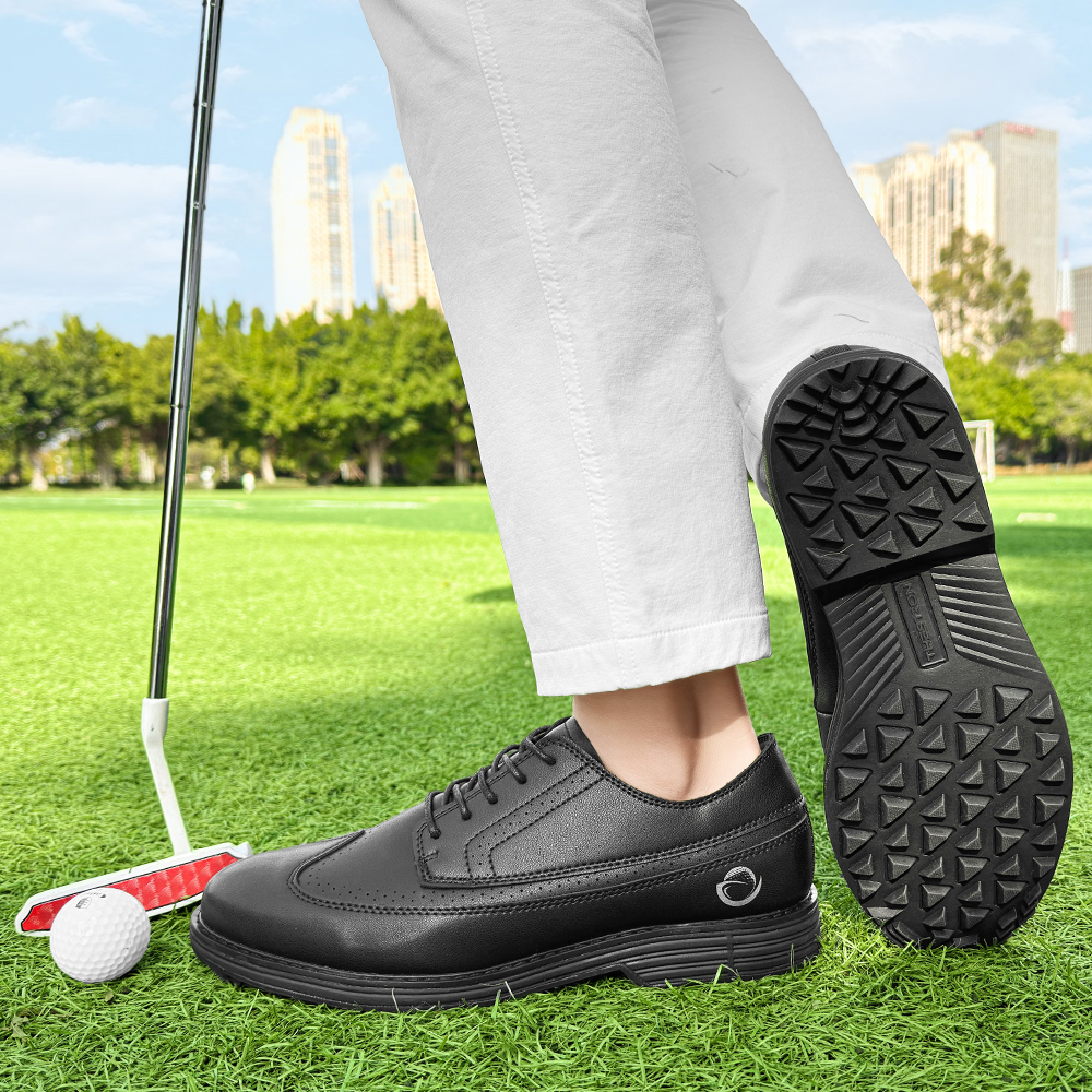 K13 Spikeless Leather Golf Shoes Men Two Tone Brogue Style Waterproof Golf Sneakers Big Size 39-49 Factory Direct