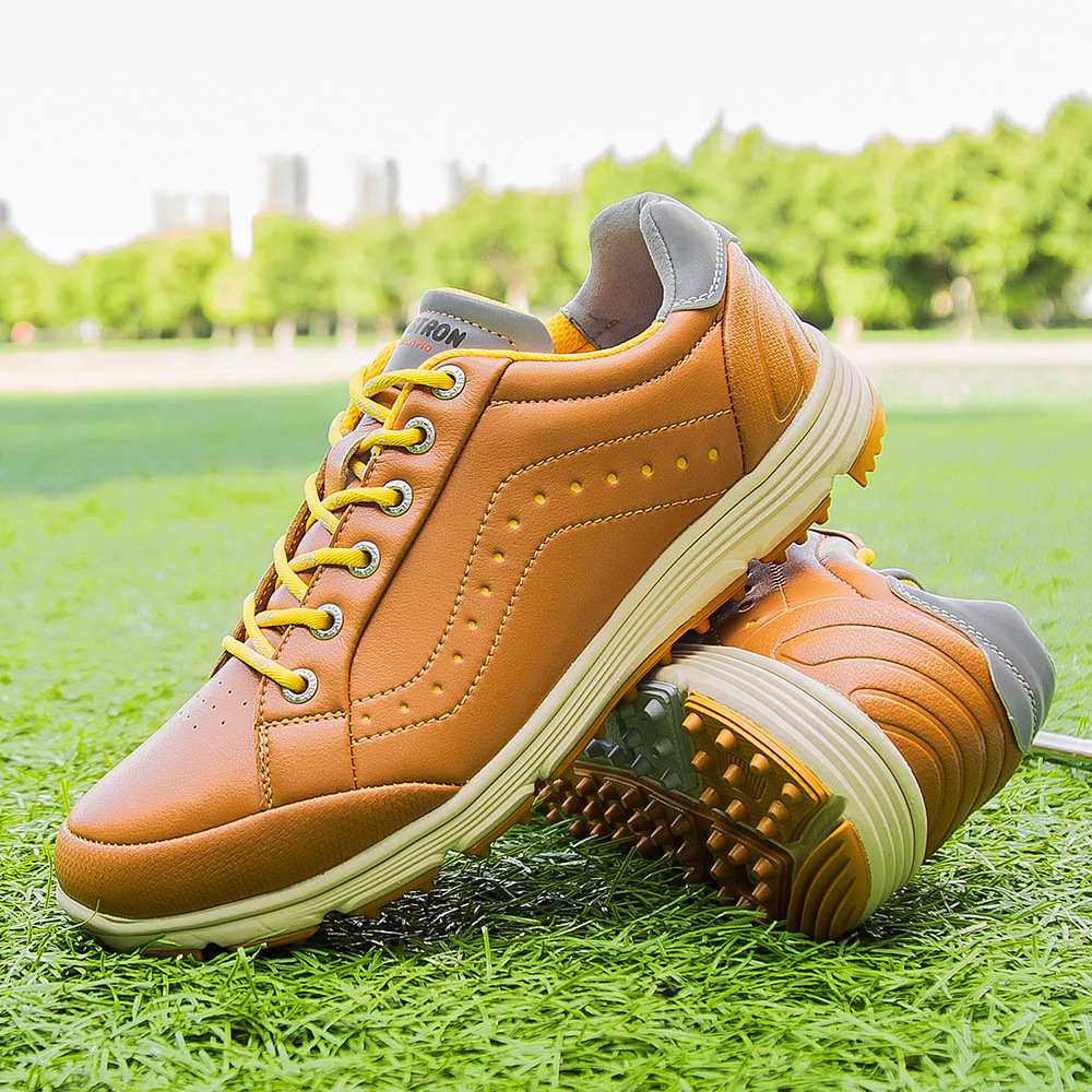 Mens Black Dingless Golf Shoes Design with Cotton Lining Breathable Golf Training Sneaker